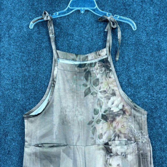 Lightweight Muted Green Floral Overalls Festival Boho Chic Summer Women’s Small - Picture 2 of 13